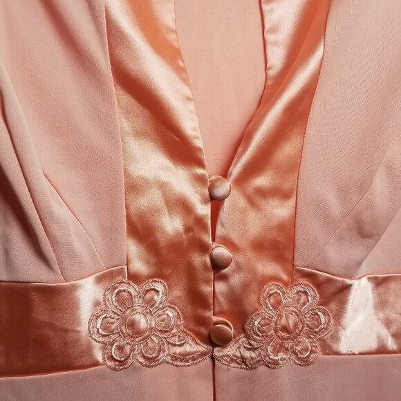 Vtg  1960s Gossard Artemis Coral Maxi Slip Dress Babydoll Fairy Nightgown Sz L - Picture 7 of 9